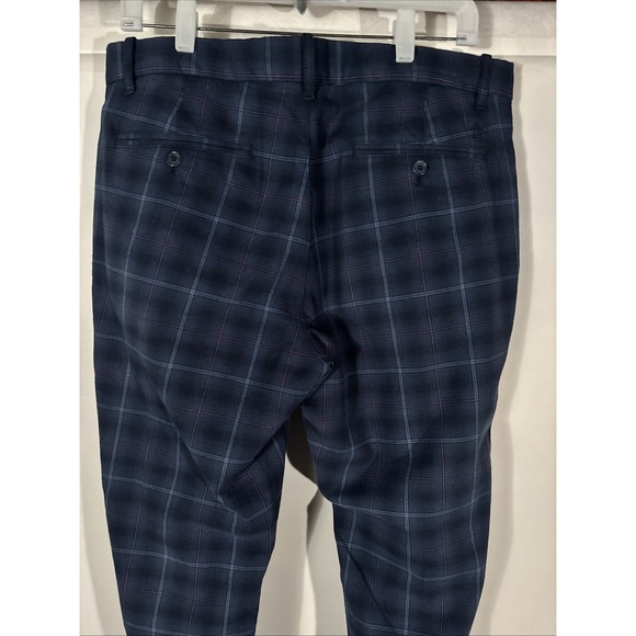 Penguin by Munsingwear Blue Plaid Chino Pants Straight Fit Stretch Mens 33x30 - Picture 6 of 14